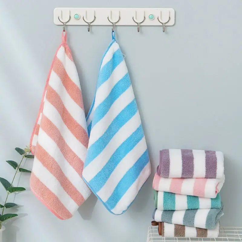 Home Textiles Face Towel - 30*30CM Weiche Hautfreundliche Handwaschlappen Saugfähige Polyester-Streifen-Gesichtstücher