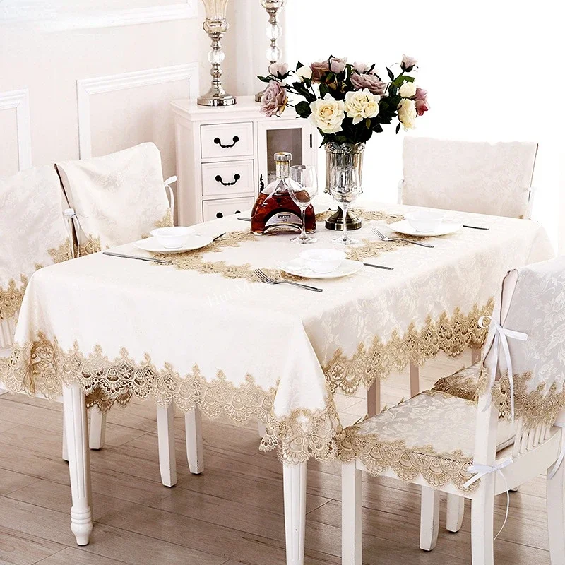 Home Textiles List - Tischdecke, runder Tisch, cremefarben, Tischdecke, Jacquard,