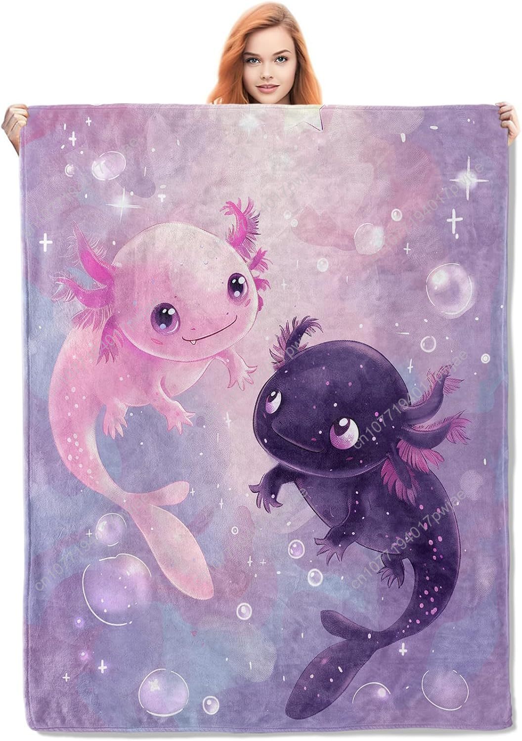 Quality Home Textiles - Axolotl-Decke, niedliche Axolotls-Flanell-Überwurfdecken, weich, warm, leicht,