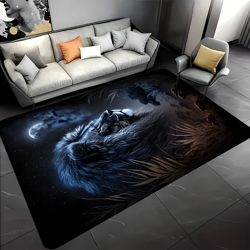 Home Textiles Design - Sternennacht-Löwen-Bodenmatte - Kreativer Goldener Tier-Design-Teppich -