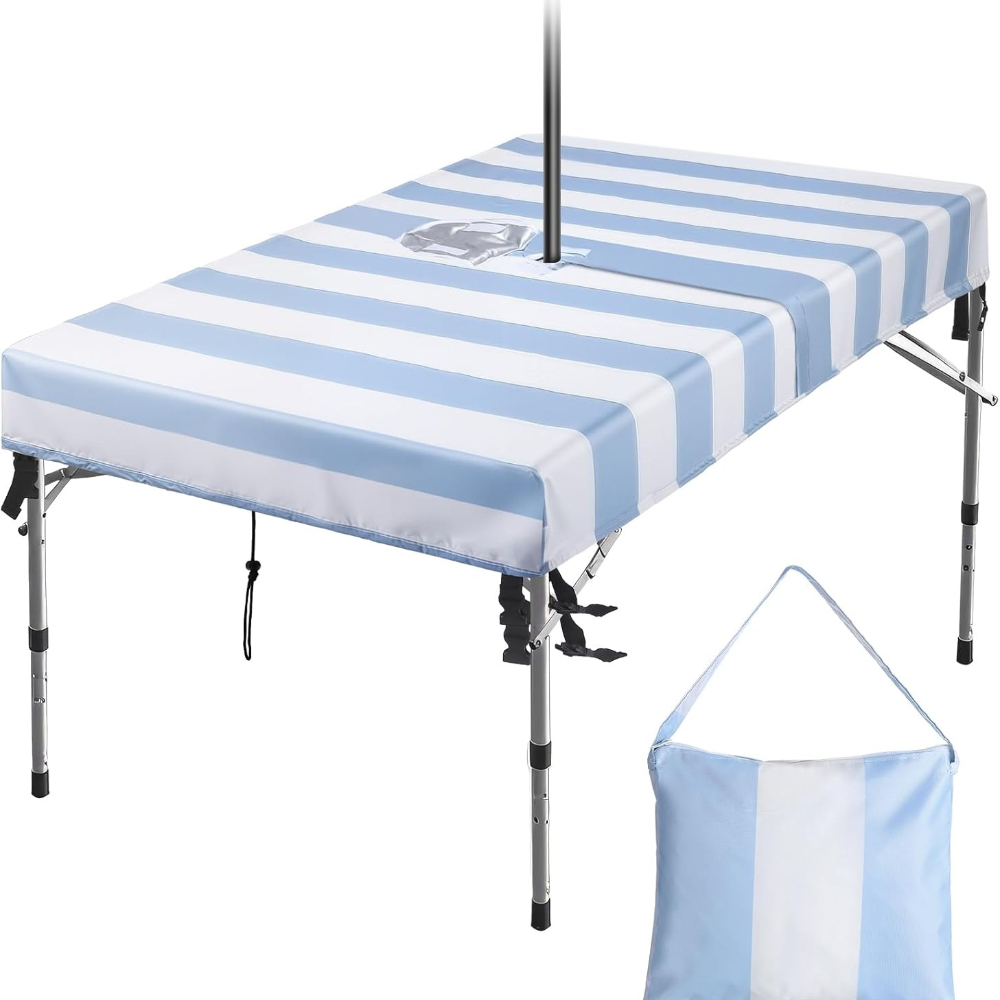 Home Textiles Today News - Outdoor-Tischdecke mit Schirmloch und Kordelzug, wasserdichte