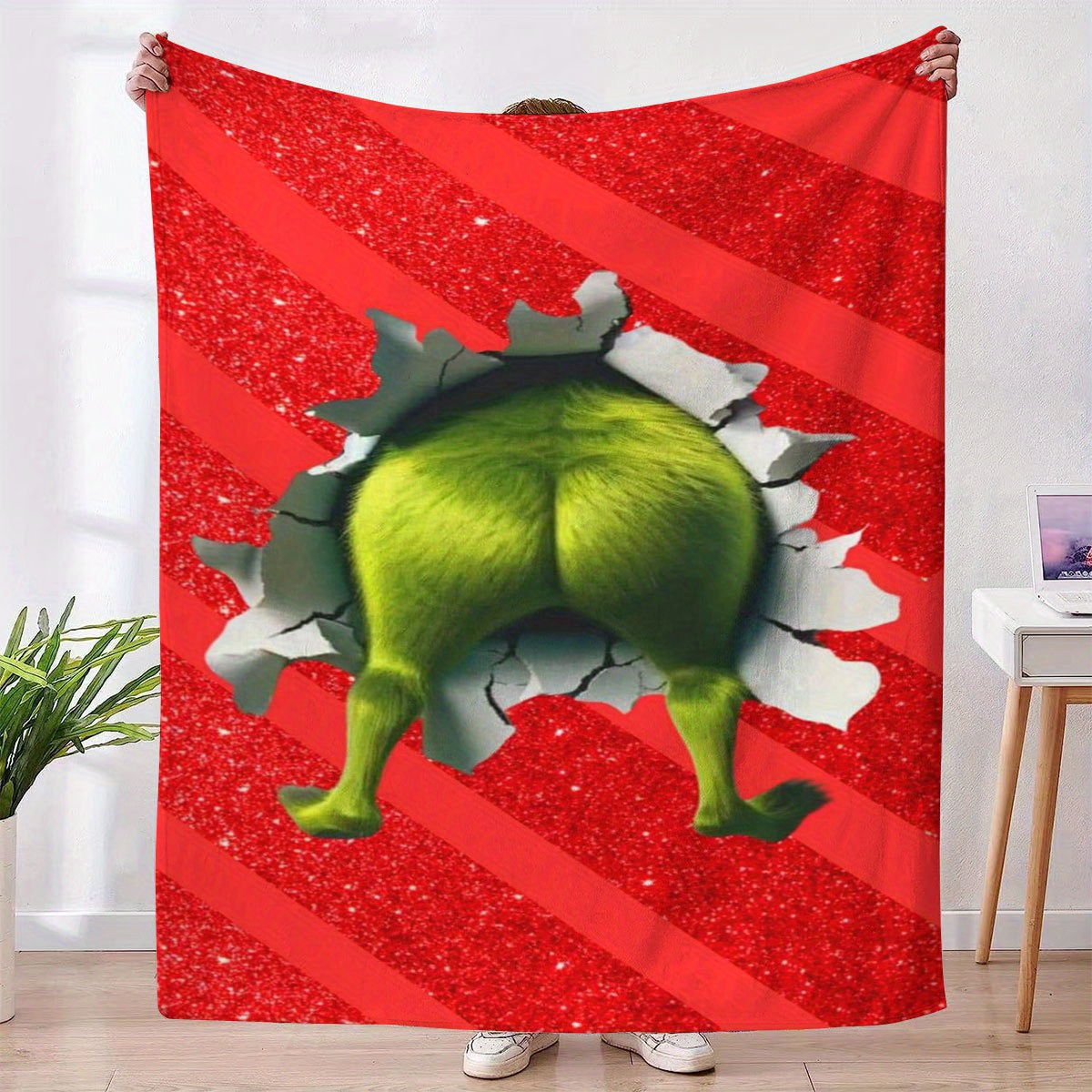 Home Textiles Images - Eine Plüsch-Wolldecke mit dem Bild eines