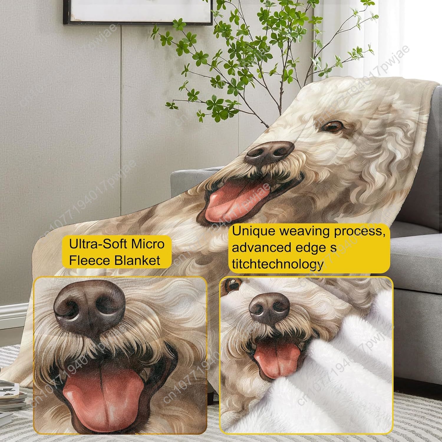 Fröhliche Pudel-Porträt-Decke, – Home Textiles Design Bewertung und Preis