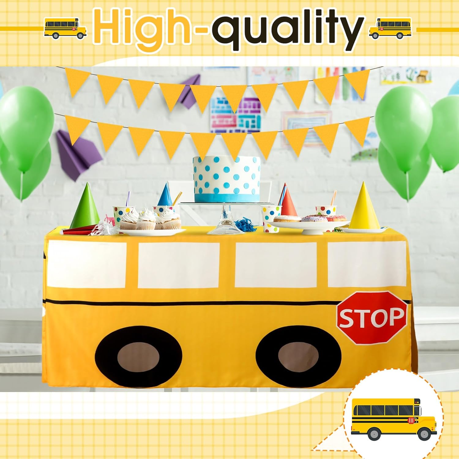 Cartoon-Schulbus-Tischdecke, G – Home Textiles Today News Bewertung und Preis